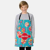 棒つきキャンデーレインボーカラフルパタパーソナライズされたーン エプロン (着用した状態)