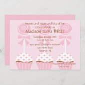 棒つきキャンデー及びカップケーキの誕生日の招待状 招待状 (正面/裏面)