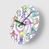 棒つきキャンデー子猫 ラウンド壁時計 (傾斜)