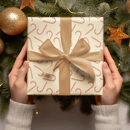 棒つきキャンデー柄とキャンディキャンセスクリスマスシーズン ラッピングペーパー