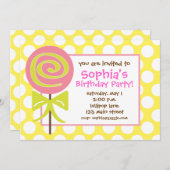 棒つきキャンデー水玉模様招待状 招待状 (正面/裏面)