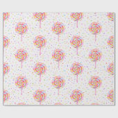 棒つきキャンデー甘いお菓子キャラメルドロップパターン ラッピングペーパー (フラット)