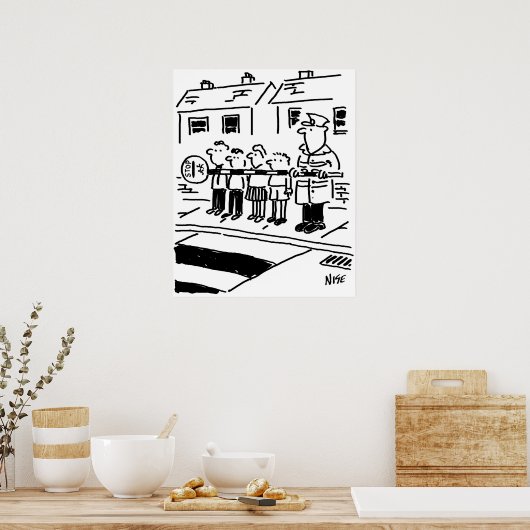 棒つきキャンデー男が棒つきキャンデーを使って壁を作る ポスター (キッチン)