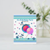 棒つきキャンデー&スイーツ誕生日招待状 招待状 (スタンド正面)