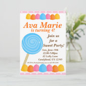 棒つきキャンデー·ドリーム·バースデー·パーティーの招待 招待状 (スタンド正面)