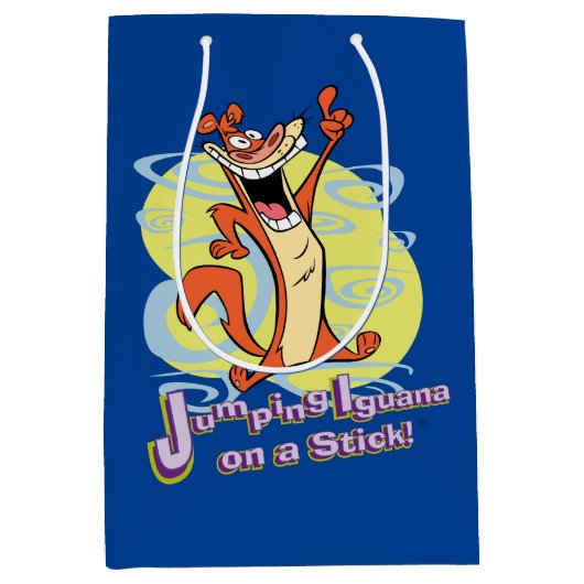 棒でイグアナを跳び上げ！™ ミディアムペーパーバッグ (正面)