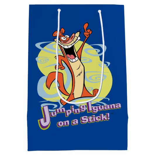 棒でイグアナを跳び上げ！™ ミディアムペーパーバッグ (裏面)