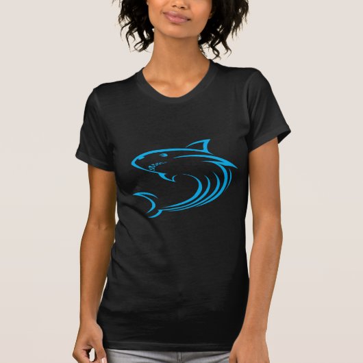 棒のスケッチのスタイルのキラー鮫 Tシャツ (正面)