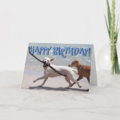 棒のバースデー・カードが付いているおもしろい犬 カード (正面)