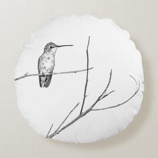 棒の上のハチドリ ラウンドクッション (正面)