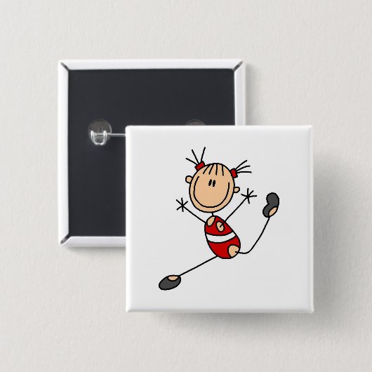 棒の女の子の体育専門家のTシャツおよびギフト 缶バッジ (正面&裏面)