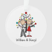 棒の姿のカップルのクリスマスのアクリルのオーナメント オーナメント (正面)