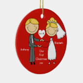 棒の姿のカップル私達の初めてのクリスマスのオーナメント セラミックオーナメント (右)