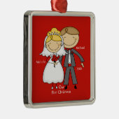 棒の姿のカップル私達の初めてのクリスマスのオーナメント メタルオーナメント (右)