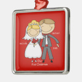 棒の姿のカップル私達の初めてのクリスマスのオーナメント メタルオーナメント (左)