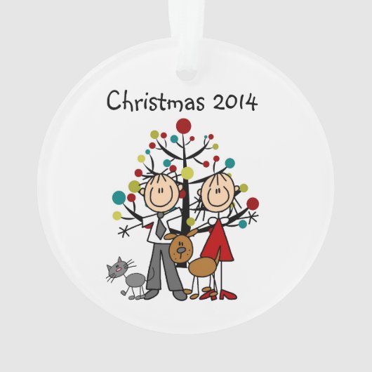 棒の姿のカップル、猫は、アクリルのオーナメントの後をつけます オーナメント (裏面)