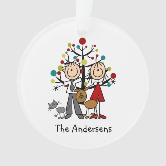 棒の姿のカップル、猫は、アクリルのオーナメントの後をつけます オーナメント (正面)