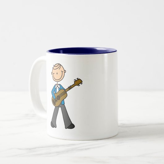 棒の姿のギター奏者のTシャツおよびギフト ツートーンマグカップ (正面左)