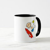 棒の姿のサーファーの男の子のTシャツおよびギフト マグカップ (正面右)