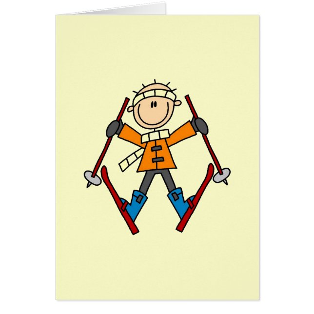 棒の姿のスキーヤーのTシャツおよびギフト (正面)