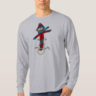 棒の姿のスノーボードのTシャツ Tシャツ
