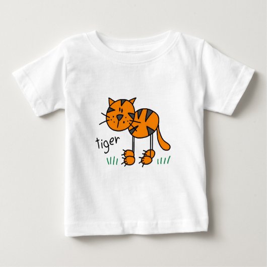 棒の姿のトラのTシャツおよびギフト ベビーTシャツ (正面)