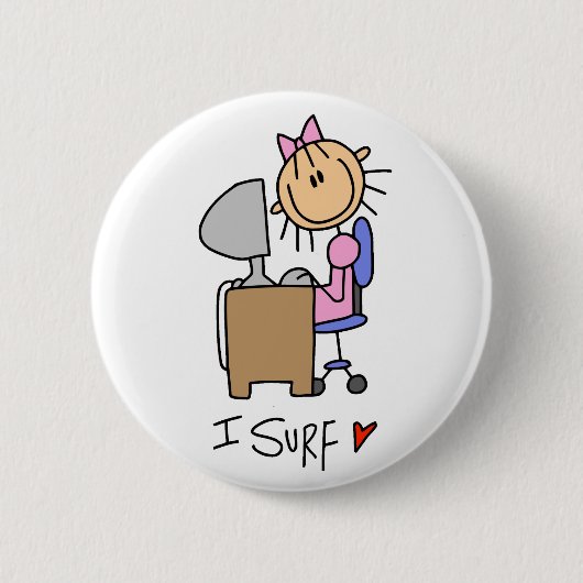 棒の姿のネット・サーファー 缶バッジ (正面)