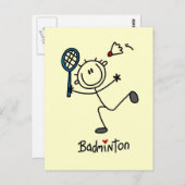 棒の姿のバドミントンのTシャツおよびギフト ポストカード (正面/裏面)