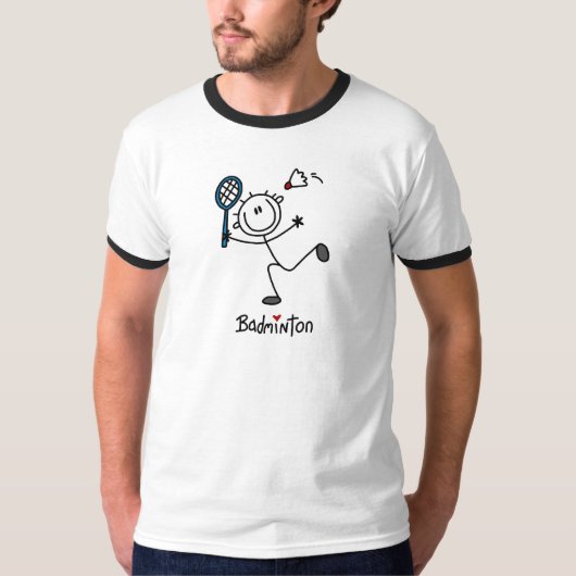棒の姿のバドミントンのTシャツおよびギフト Tシャツ (正面)