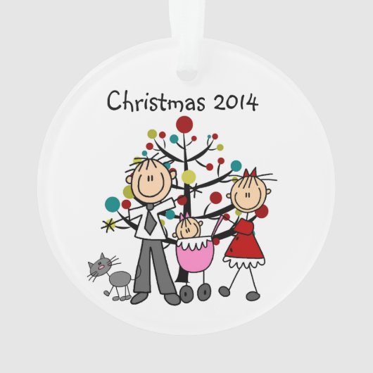 棒の姿のパパのお母さんのベビー猫のアクリルのオーナメント オーナメント (裏面)