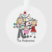 棒の姿のパパ、お母さん、女の赤ちゃんのアクリルのオーナメント オーナメント (正面)