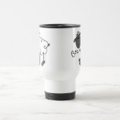 棒の姿のヒツジのTシャツおよびギフト トラベルマグ (中央)