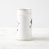 棒の姿のヒツジのTシャツおよびギフト ビールジョッキ (中央)