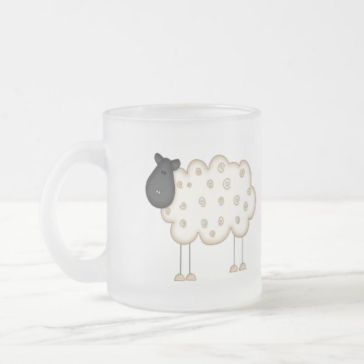 棒の姿のヒツジのTシャツおよびギフト フロストグラスマグカップ (左)