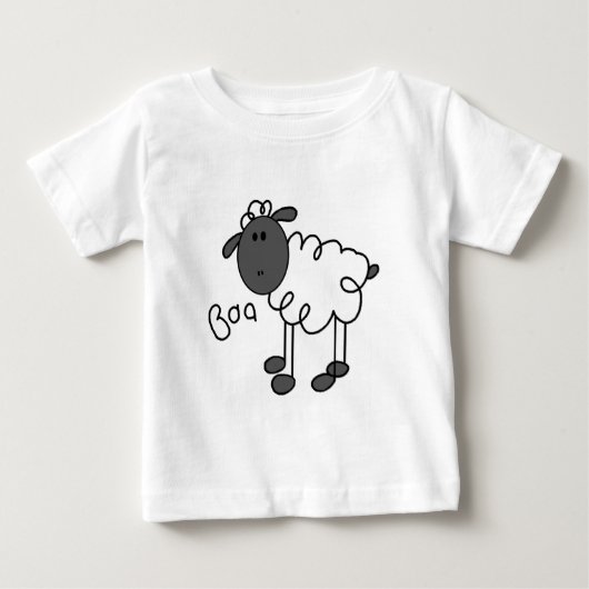 棒の姿のヒツジのTシャツおよびギフト ベビーTシャツ (正面)