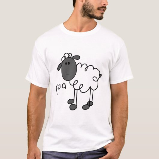 棒の姿のヒツジのTシャツおよびギフト Tシャツ (正面)