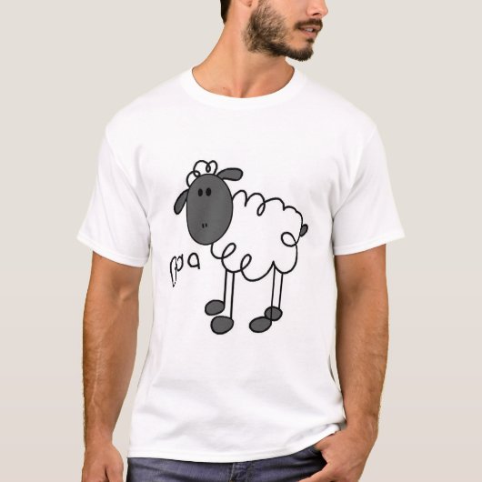 棒の姿のヒツジのTシャツおよびギフト Tシャツ (正面)