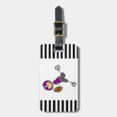 棒の姿のフットボールの紫色 ラゲッジタグ (正面縦)