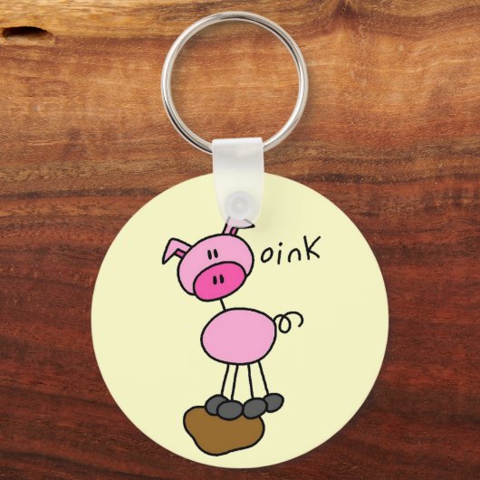 棒の姿のブタのTシャツおよびギフト キーホルダー (正面)
