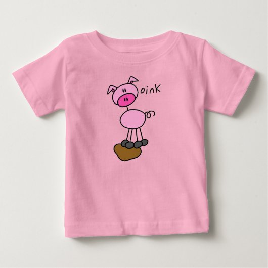 棒の姿のブタのTシャツおよびギフト ベビーTシャツ (正面)