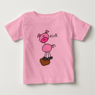 棒の姿のブタのTシャツおよびギフト ベビーTシャツ