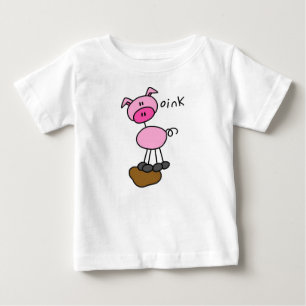 棒の姿のブタのTシャツおよびギフト ベビーTシャツ
