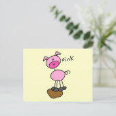 棒の姿のブタのTシャツおよびギフト ポストカード (スタンド正面)