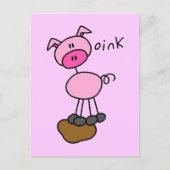 棒の姿のブタのTシャツおよびギフト ポストカード (正面)