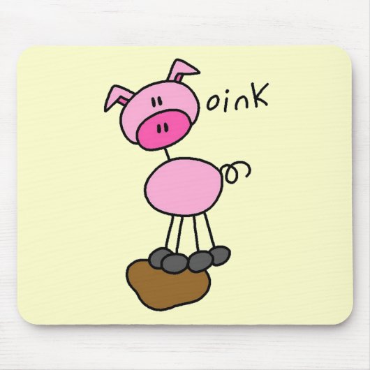 棒の姿のブタのTシャツおよびギフト マウスパッド (正面)