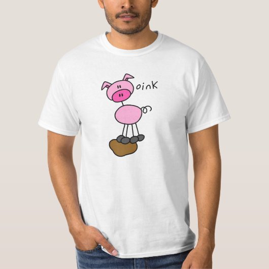 棒の姿のブタのTシャツおよびギフト Tシャツ (正面)