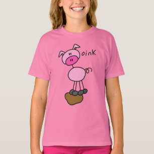 棒の姿のブタのTシャツおよびギフト Tシャツ