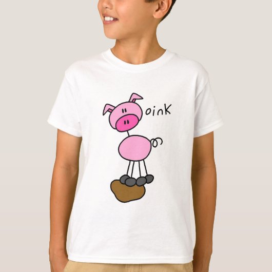 棒の姿のブタのTシャツおよびギフト Tシャツ (正面)