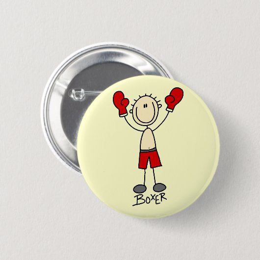 棒の姿のボクシングのTシャツおよびギフト 缶バッジ (正面&裏面)