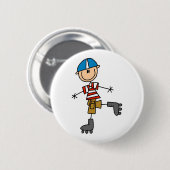 棒の姿のローラースケートで滑る 缶バッジ (正面&裏面)